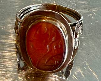 Antique gold carved carnelian ring circa 1870