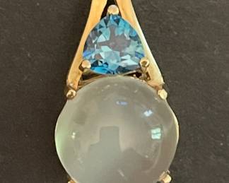Amazing moonstone and aquamarine pendant in 14k
