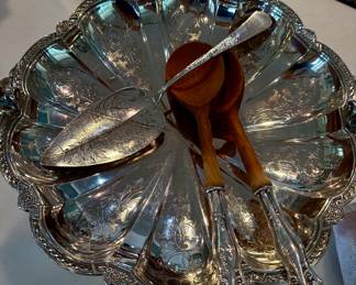 Massive silver bread basket with squirrel detail late 1800s England