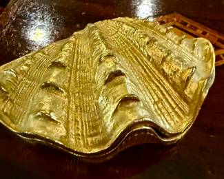 Heavy gilt bronze small clam shell 1940s