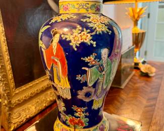 Late 1800s Asian vase in polychrome