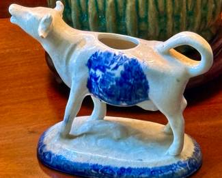 Antique Flo Blue cow creamer England circa 1880