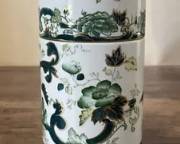Masons Chartreuse Peking Jar Green Gold
Floral Ironstone China Tea Caddy. RARE FIND