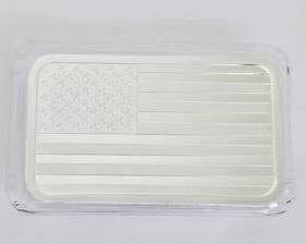 5 Ounce .999 Fine Silver American Flag Design Bar Gem Condition