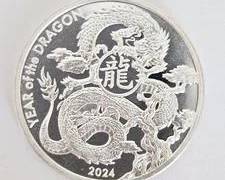 2024 "Year of the Dragon 1 Ounce .999 Fine Silver Round
