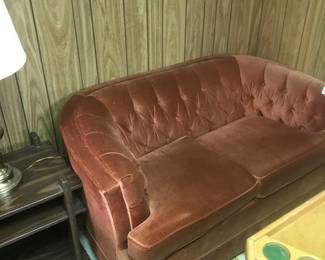 Burnt umber velvet loveseat!