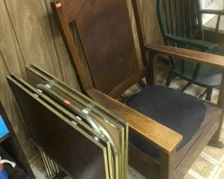 Another tv tray set! Antique rocking chair!