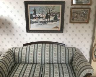 Smart sized settee! Paintings by C. Harvey!