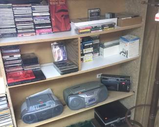 Electronics and cd's! Baskets galore!