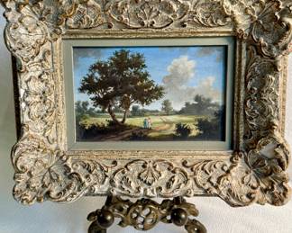 Miniature framed oil painting "Romantic Landscape" by Paul Crosthwaite