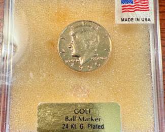 24K gold plated dime golf ball marker
