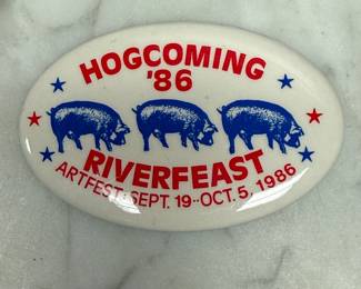 Hogcoming '86 Riverfeast button