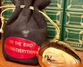Brass egg with leather pouch