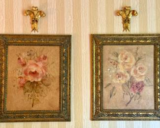 Vintage framed floral prints