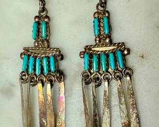 Turquoise and silver plated earrings