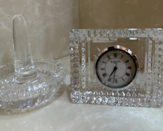 Waterford crystal ring holder and clock