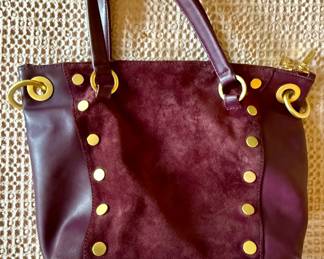 Hammitt purple leather and suede handbag