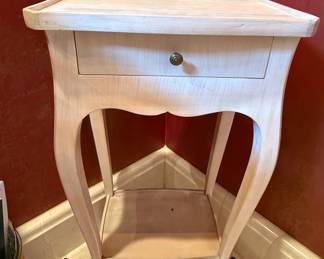 White-washed wood accent table