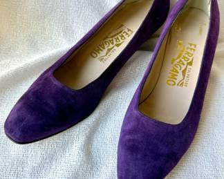Salvatore Ferragamo purple suede pumps