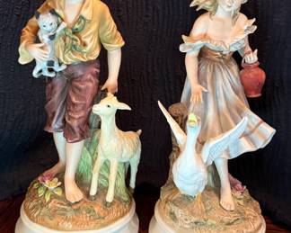 Kowa porcelain farm girl and boy figurines
