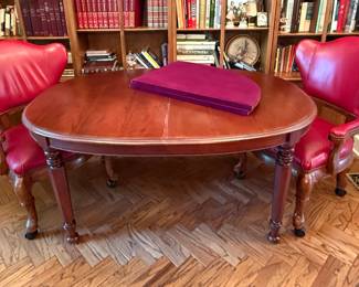 MCM dining table with 2 leather chairs