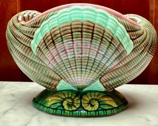 Art Deco seashell pottery planter