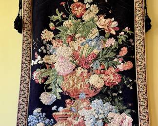 Large French floral woven tapestry