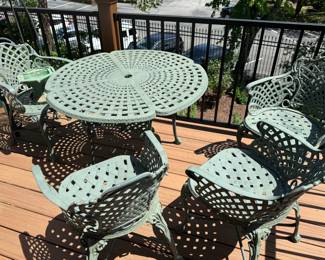 Wrought iron metal table and chairs