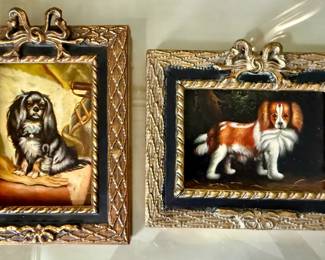 Framed spaniel portrait paintings by Robert Grace