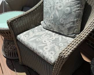 Grey wicker chairs and table