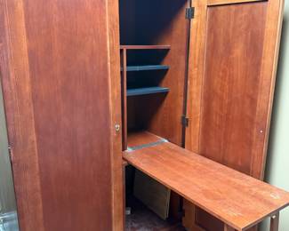 Wood office armoire with fold down desk
