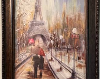 Framed Marilyn Dunlap "Romantic Paris" Street Scene