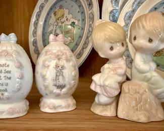 Precious Moments "Taste and See That The Lord is Good" and "Girl and Boy on Stump" Salt and Pepper Shakers