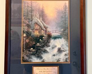 Framed/Matted Thomas Kincade (Sweetheart Cottage II) Artwork
