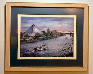 Framed/Matted Louise Dunavant Numbered (#3090/4777) "A Greater Memphis" Artwork