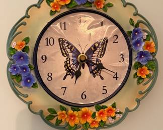 Ceramic Butterfly Wall Clock