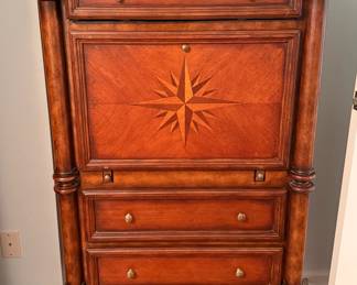 Inlaid Wood Drop Front Secretary Desk