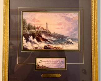 Framed/Matted Thomas Kinkade (Clearing Storms) Artwork