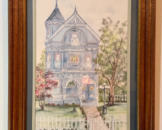 Framed/Matted Ava Freeman "Victorian House" Artwork