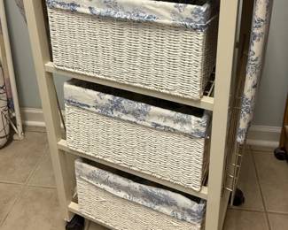Wheeled 3 Basket Cart with Drop Leaf Sides