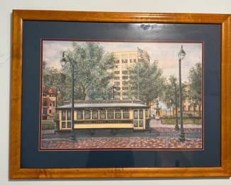 Joyce Girgenti Framed/Matted Trolley Scene