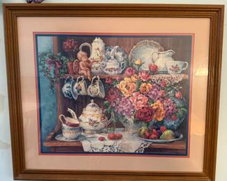 Framed/Matted Barbara Mock "A Touch of Romance" Still Life Scene