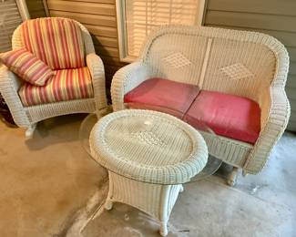 Wicker Rocker/Settee/Coffee Table
