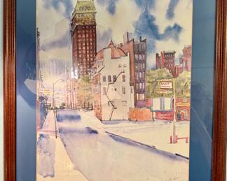 Framed/Matted Stephen Hudson numbered and signed print (#596/1000) Memphis Street Scene
