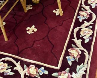 Royal Palace 7'x9' Burgundy "Fleur De Lis" 100% Wool Area Rug