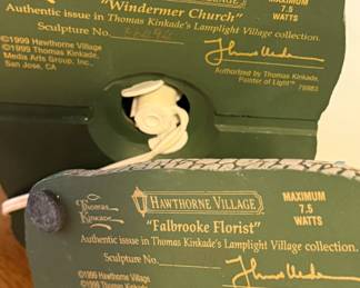 Thomas Kinkade "Windermer Church"/"Falbrooke Florist" Illuminated Figurines from the Lamplight Village Collection