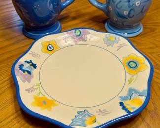Kimberly Hodges Folk Art Dish and Mugs