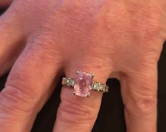 14K pink sapphire & diamond ring