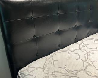 King size black leather headboard & Beautyrest king size mattress, and boxspring