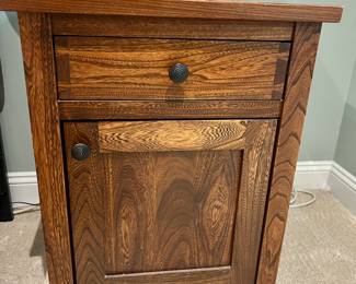 pair of matching Elm wood nightstands.